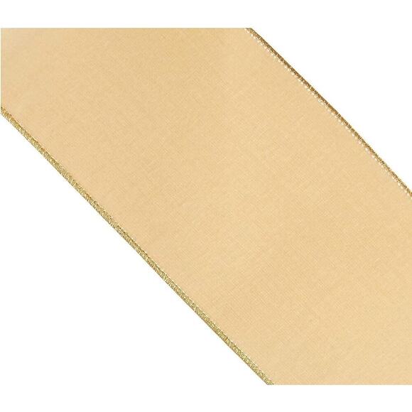 Ivory 4 Inch Velvet Ribbon with Gold Backing 10 yd The Ribbon Resource May Arts - Picture 1 of 12